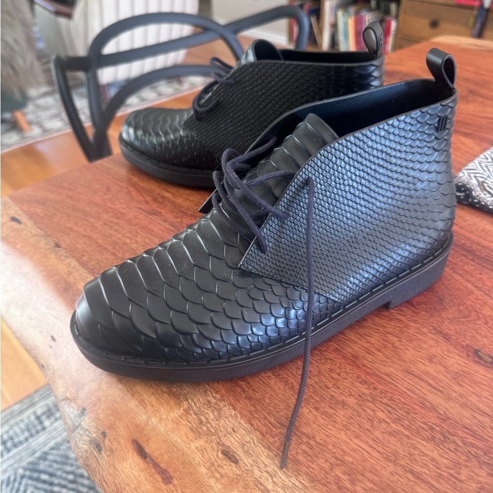 Melissa Black Chukka Boots with Textured Design